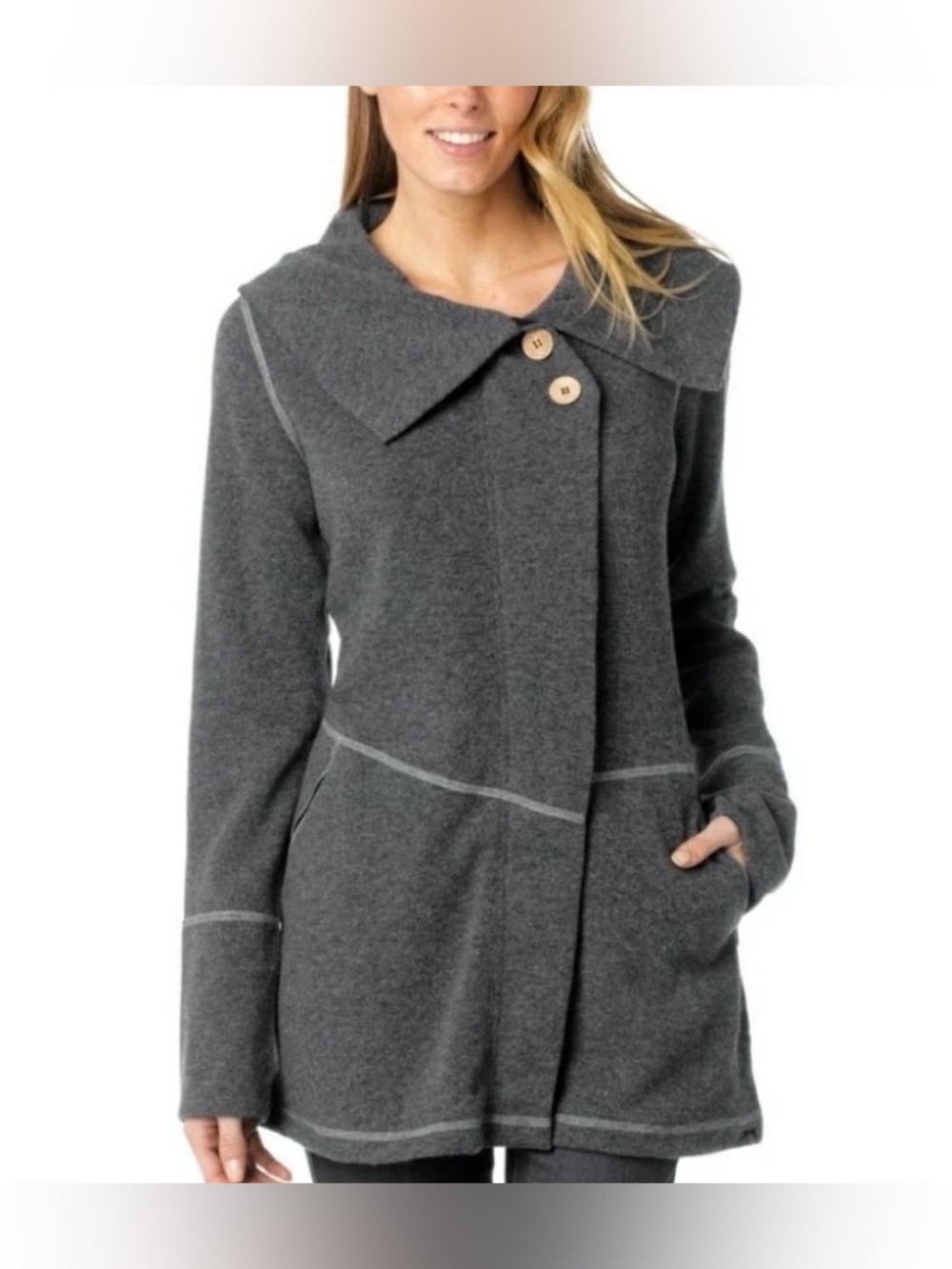 Prana Women's Grey Wool Blend Sephra Jacket Sz Large